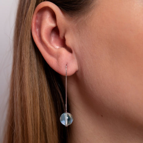 Rainbow Supernova | .925 Sterling Silver | Galaxy Glass Chain Drop Threader Earrings